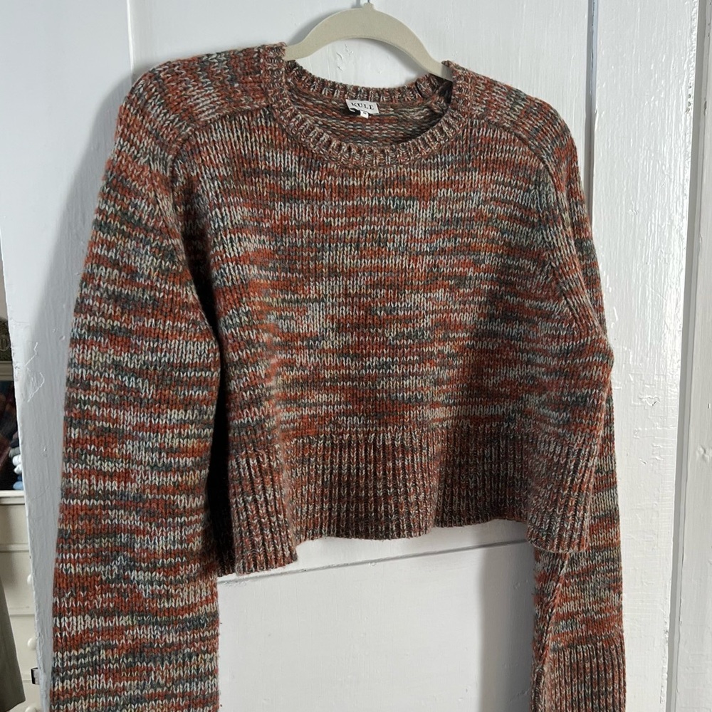 KULE 100% Wool Rust Space Dye Crew Neck Sweater